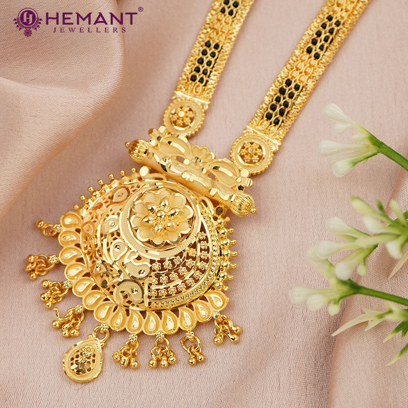 Forming Gold 32" Mangalsutra with Floral Design Pendant A