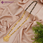 Forming Gold 32" Mangalsutra with Floral & Peacock Pendant with a tint of Meena Work