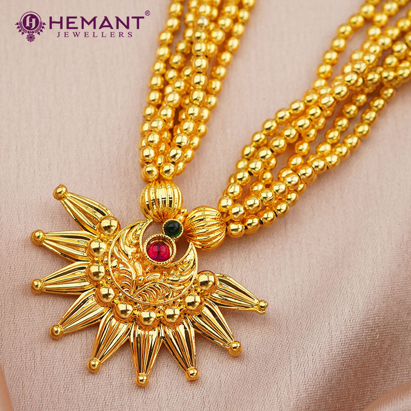 Kolhapuri Jondhale Pot Chandrakor Type Pendant | जोंधळे पोत ठुसी