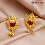Kolhapuri Jondhale Pot Long Saj Peacock Pendant Thushi | जोंधळे पोत ठुसी (with earrings)