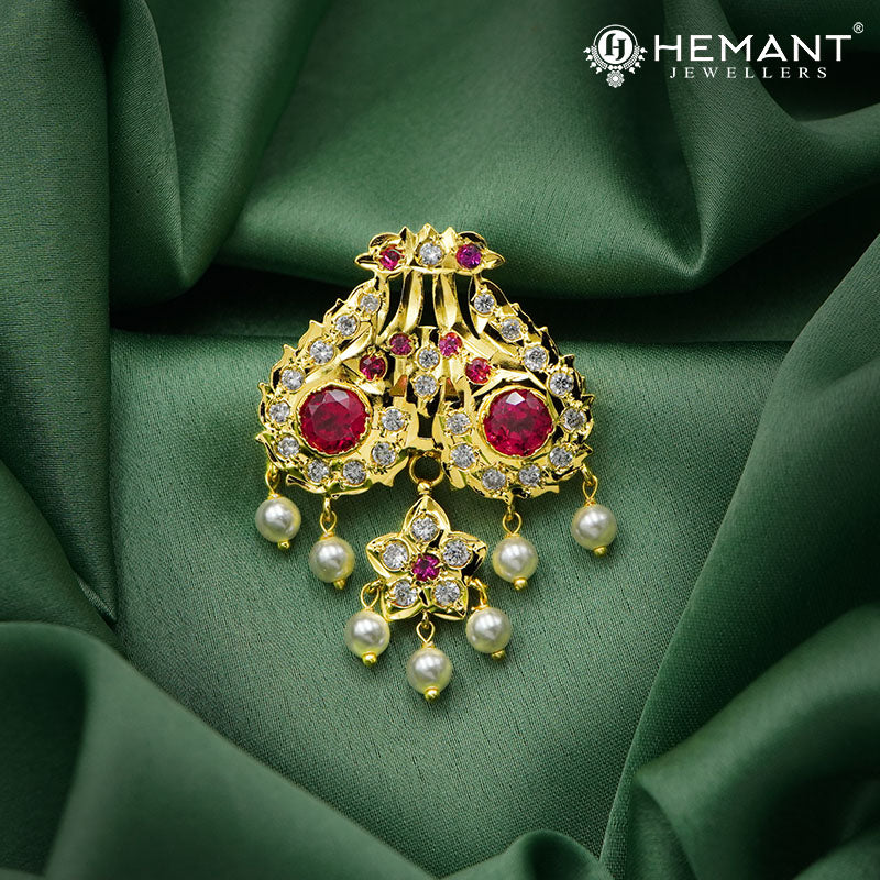 Traditional Dual-Peacock Ambada Hair Pin 