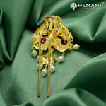 Traditional Dual-Peacock Ambada Hair Pin 