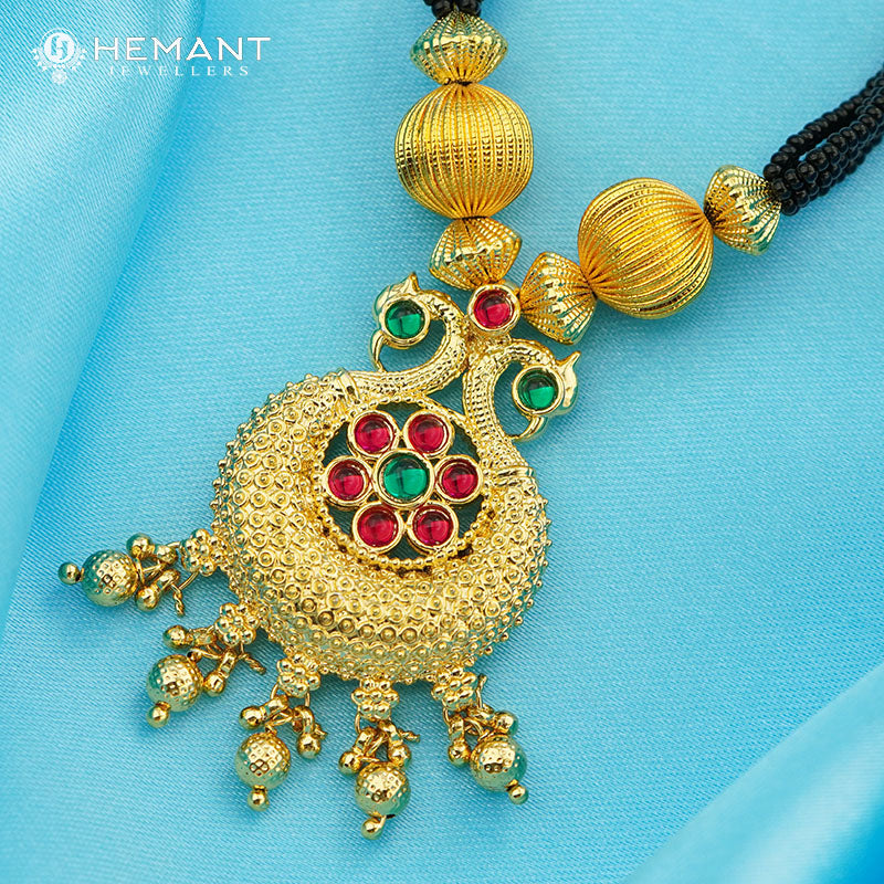 Traditional Maharashtrian Kolhapuri Mangalsutra 3 Jav Peacock