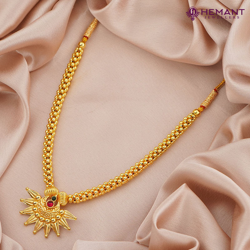 Traditional Maharashtrian Kolhapuri Micro Gold Plated Thushi 2 No. Chand Dodaka