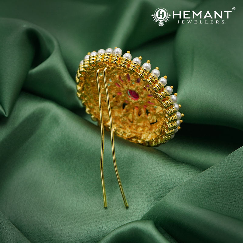Traditional Micro Gold Plated Ambada Hair Pin Flower Shaped Design