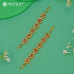 Antique Floral Design Kaan Chain (Mattal) with Ruby and Green CZ Stones - 5337 