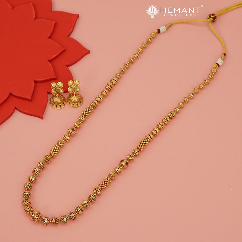 Antique Long Necklace Set with Earrings - 3961-79 