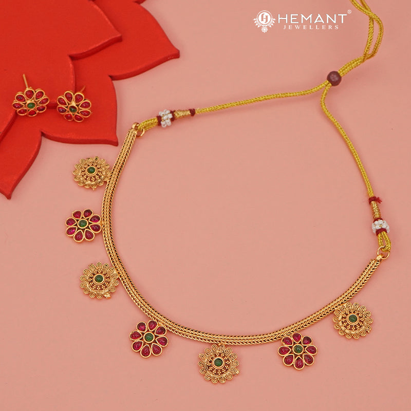 Antique Necklace Set with Earrings - 5419-26 