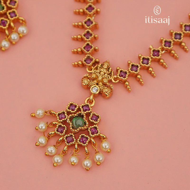 Antique Necklace Set with Earrings - 4550