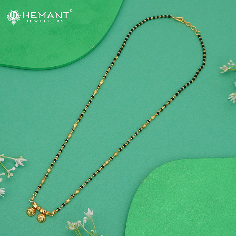 Classic Black Beaded Mangalsutra Necklace with Vati - 5319
