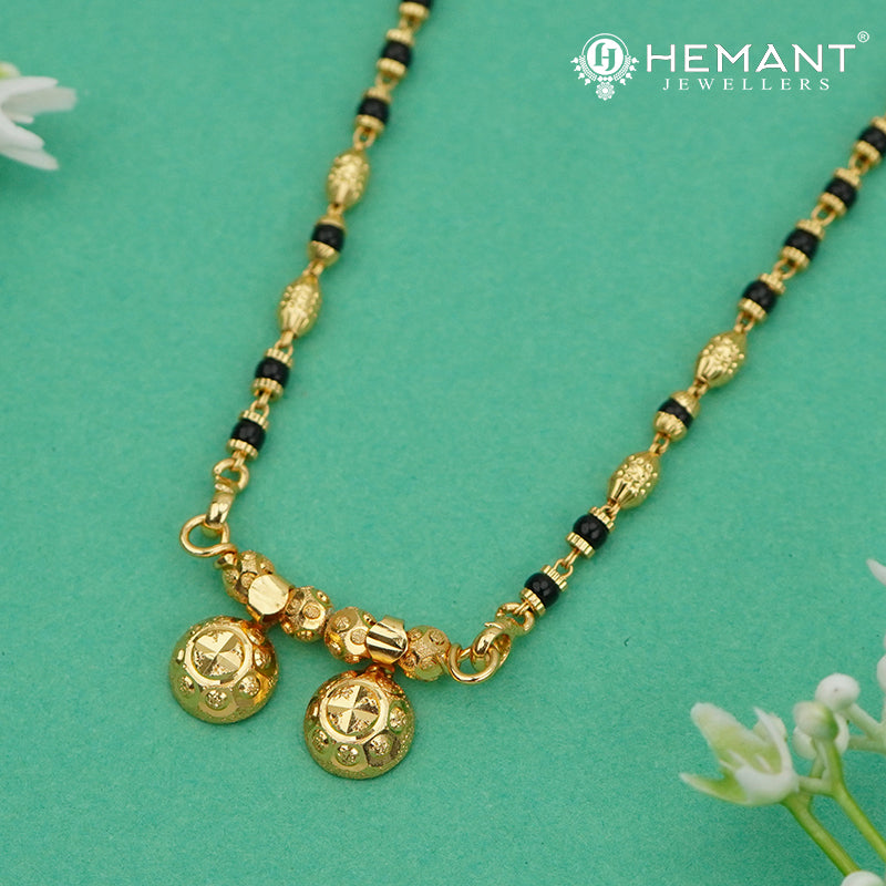 Classic Black Beaded Mangalsutra Necklace with Vati - 5319