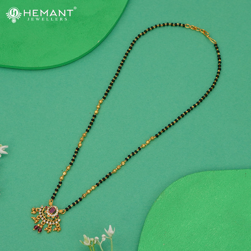 Classic Mangalsutra with CZ and Multi-Color Gemstone Pendant - 4913