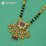 Classic Mangalsutra with CZ and Multi-Color Gemstone Pendant - 4913