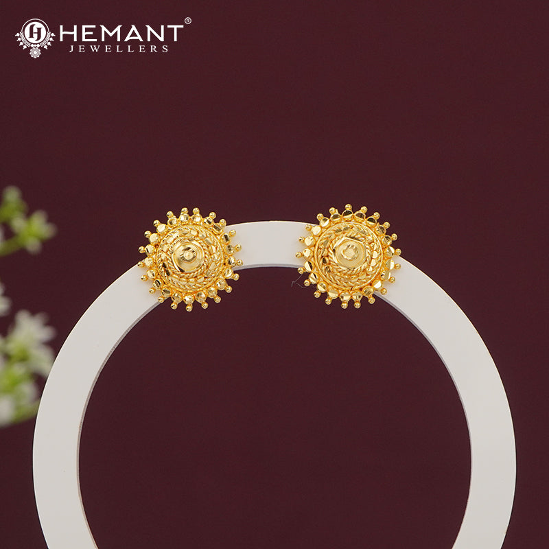 Classic Micro Gold Plated Intricate Round Stud Earrings - 5280