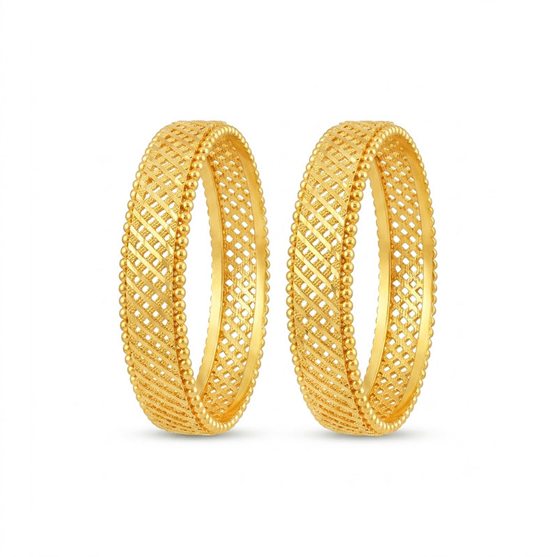Classic Micro Gold Plated Lattice Mesh Pattern Bangles
