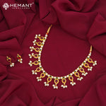 Classic Red Stone and Pearl Choker Necklace Set | Traditional Gold Look Ethnic Jewellery - 2564