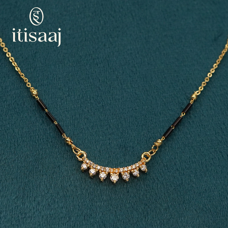 Contemporary Curved CZ Pendant Short Mangalsutra - 3969