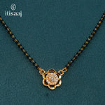 Delicate Floral CZ Studded Micro Gold Plated Short Mangalsutra - 3924