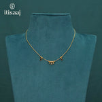 Delicate Micro Gold Plated Chain Necklace with Black Stone Charms - 4011