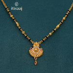Delicate Micro Gold Plated Floral Pendant Short Mangalsutra - 3674