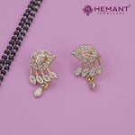 Designer AD Stone Mangalsutra Set with Elegant Crescent Pendant and Matching Studs - 2299