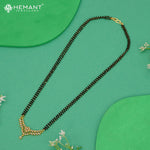 Designer CZ Stone Mangalsutra with Black Beads Chain - 5210