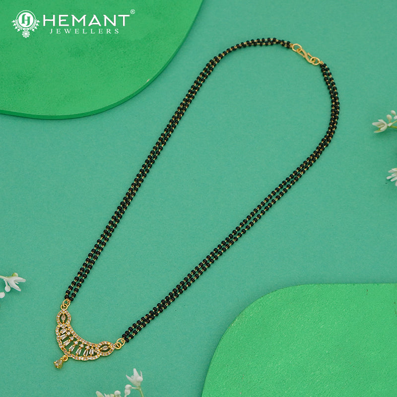 Elegant American Diamond Studded Double Line Mangalsutra Necklace - 5209