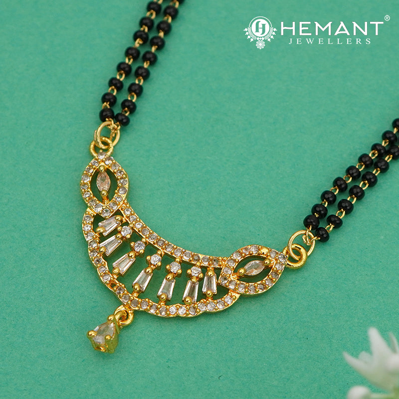 Elegant American Diamond Studded Double Line Mangalsutra Necklace - 5209