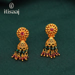 Elegant Antique Gold Plated Floral Necklace Set with Matching Jhumka Earrings - 3796