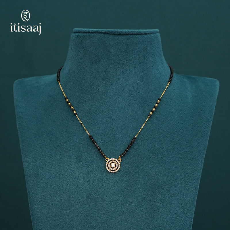 Elegant Circular American Diamond Micro Gold Plated Mangalsutra - 5124