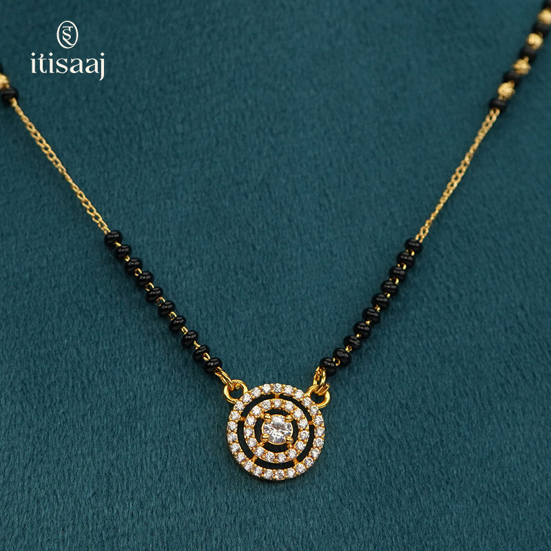 Elegant Circular American Diamond Micro Gold Plated Mangalsutra - 5124