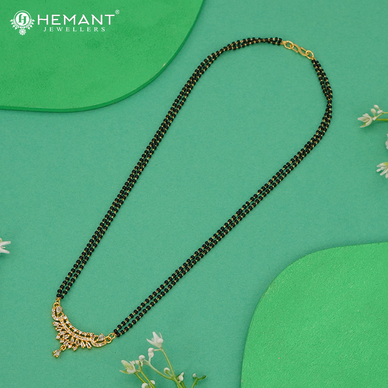 Elegant CZ Studded Micro Gold Plated Double Strand Mangalsutra - 5212
