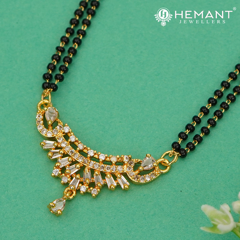 Elegant CZ Studded Micro Gold Plated Double Strand Mangalsutra - 5212