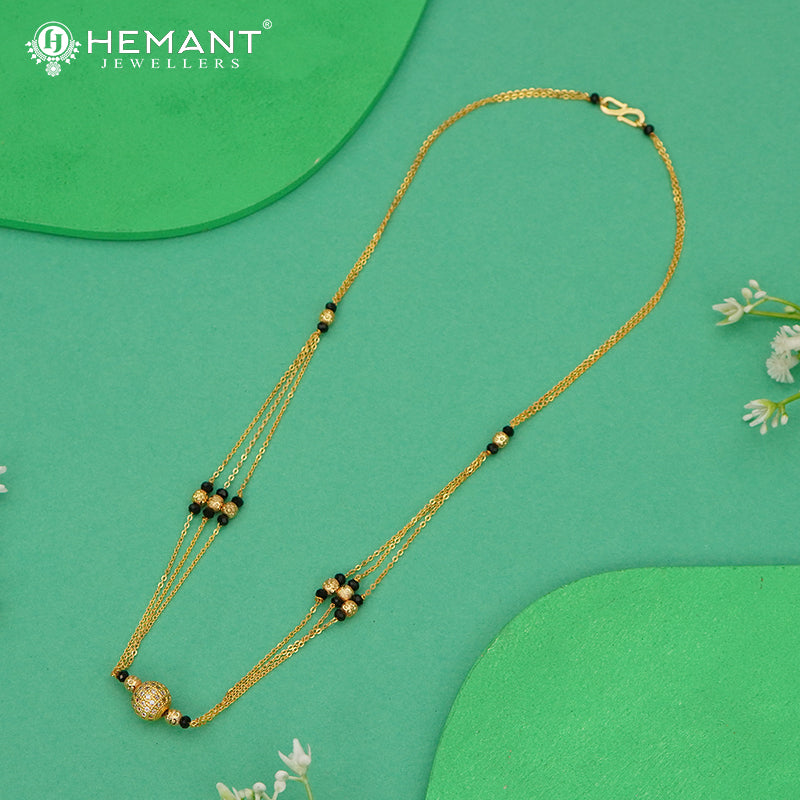 Elegant Designer Short Mangalsutra with CZ Studded Sphere Pendant - 5201