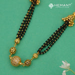 Elegant Double Strand Black Bead Mangalsutra Necklace with CZ Work - 4334