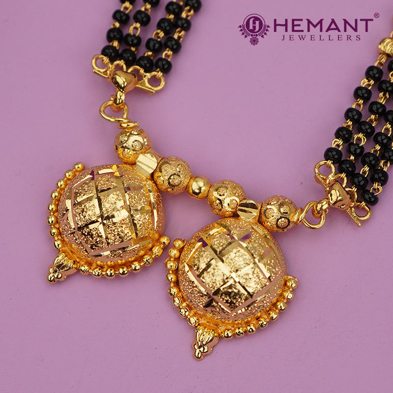 Elegant Four-Strand Long Black Bead Mangalsutra