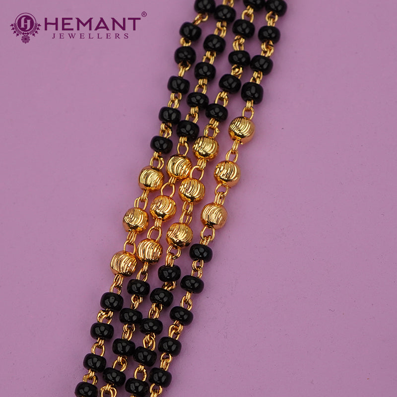 Elegant Four-Strand Long Black Bead Mangalsutra