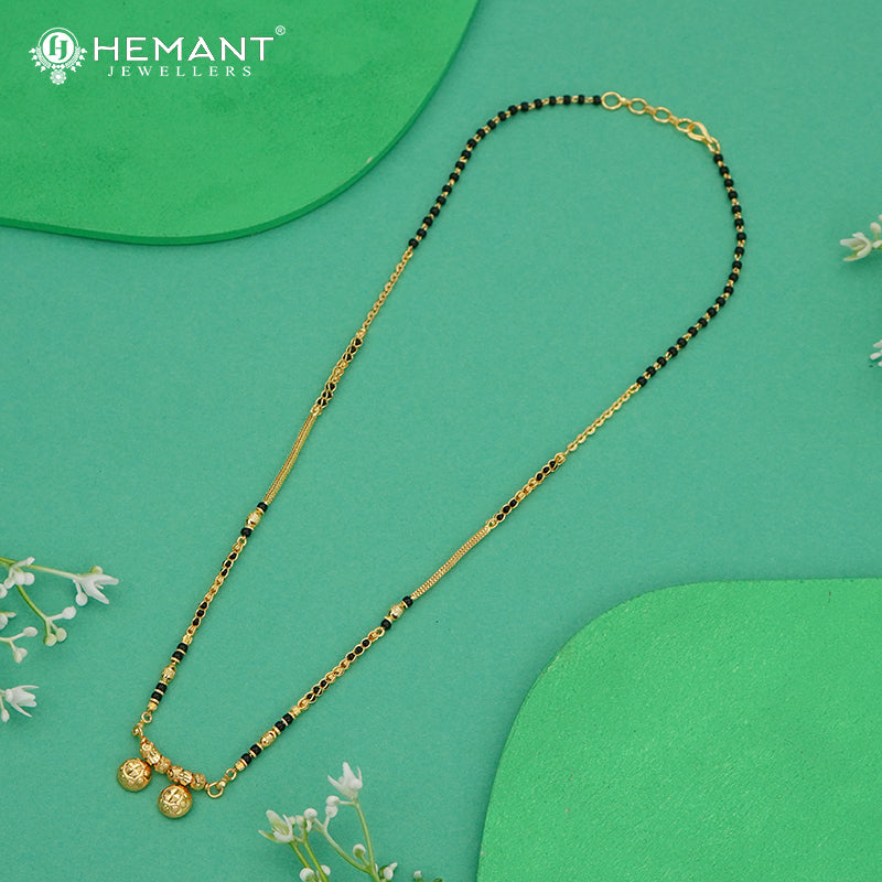 Elegant Gold Plated Short Mangalsutra with Traditional Vati Pendants - 5320