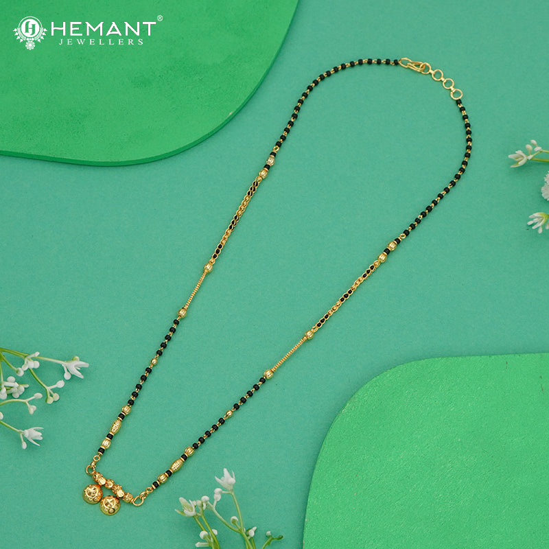 Elegant Gold Plated Short Mangalsutra with Traditional Vati Pendants - 5336