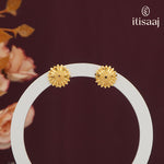Elegant Intricate Floral Sunburst Micro Gold Plated Stud Earrings - 4771