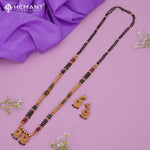 Elegant Long Black Bead Mangalsutra Set with Traditional Disc Pendant and Stud Earrings - 5247