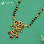 Elegant Mangalsutra with Ruby Red and AD Stone Pendant - 3170