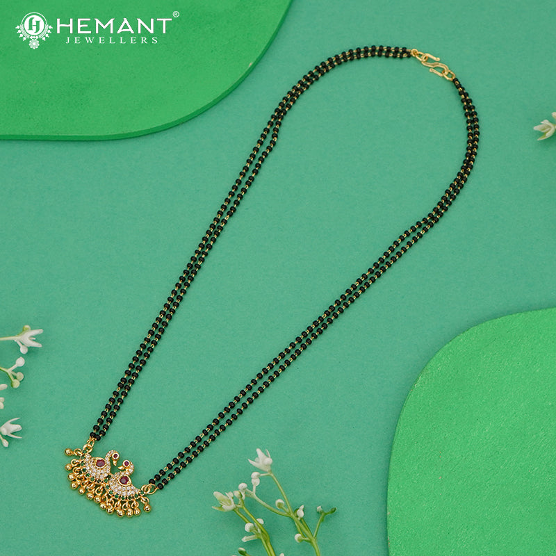 Elegant Peacock Design AD Stone Studded Short Mangalsutra - 5213