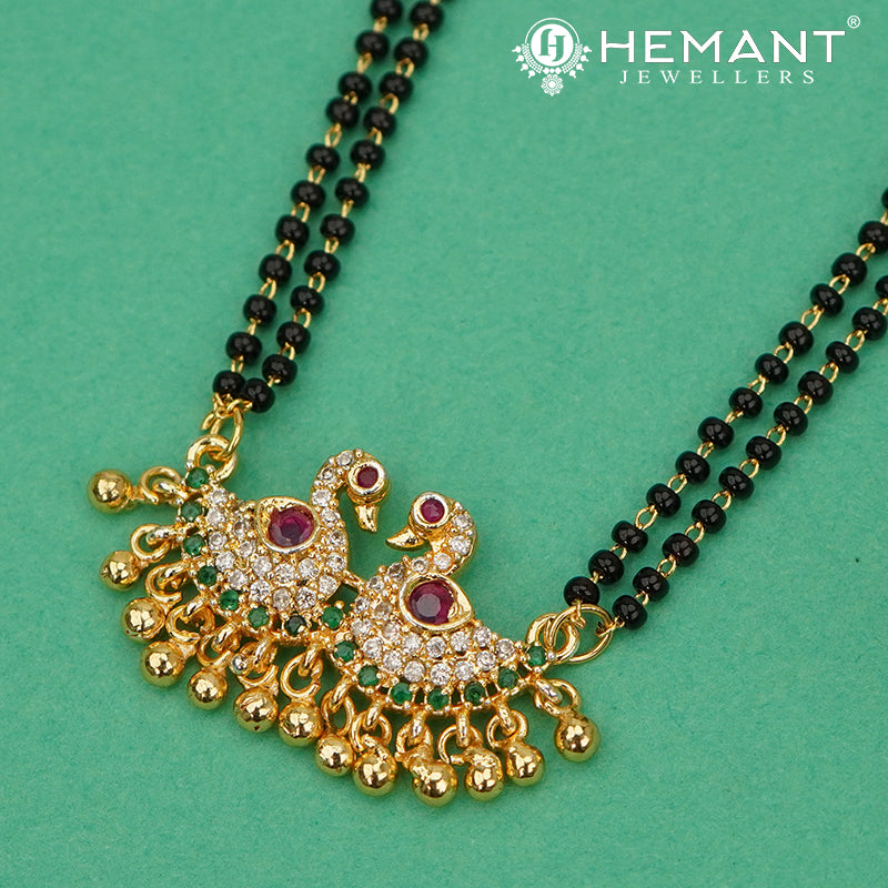 Elegant Peacock Design AD Stone Studded Short Mangalsutra - 5213