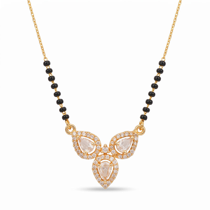 Elegant Pear Drop Stone Studded Micro Gold Plated Short Mangalsutra - 3776