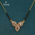 Elegant Pear Drop Stone Studded Micro Gold Plated Short Mangalsutra - 3776