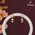 Elegant Rose Gold Floral Pearl Jhumka Earrings - 5560