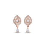 Elegant Rose Gold Pear Shaped Cubic Zirconia Drop Earrings - 5377