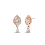 Elegant Rose Gold Pear Shaped Cubic Zirconia Drop Earrings - 5377
