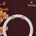 Elegant Rose Gold Plated Circular Checkered Cubic Zirconia Stud Earrings - 5575